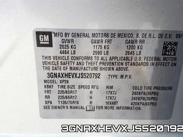 3GNAXHEVXJS520792 фото 2