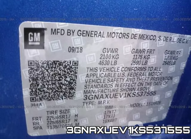 3GNAXUEV1KS537555 фото 9