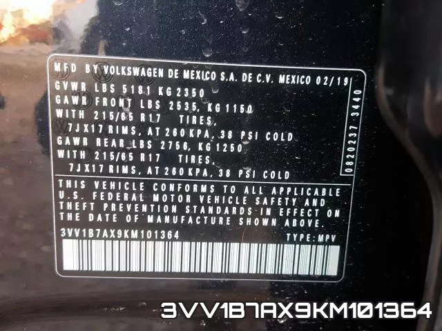 3VV1B7AX9KM101364 фото 2