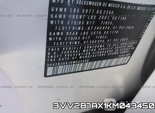 3VV2B7AX1KM043450 фото 8