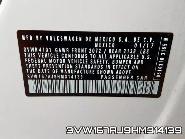 3VW167AJ9HM314139 фото 2