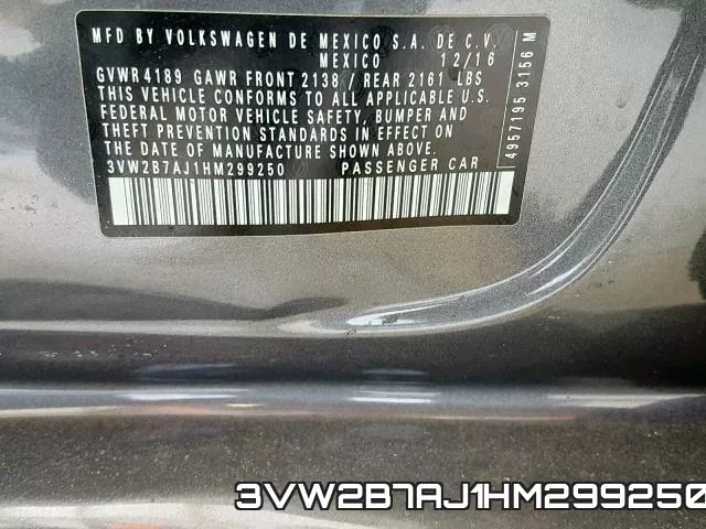 3VW2B7AJ1HM299250 фото 2