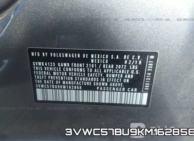 3VWC57BU9KM162858 фото 8