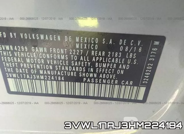3VWL17AJ3HM224184 фото 10