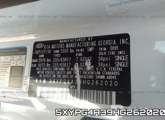 5XYPG4A39HG262020 фото 9