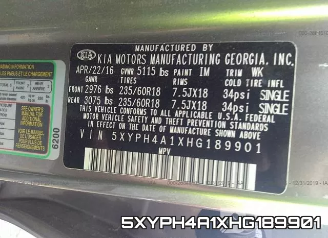 5XYPH4A1XHG189901 фото 9