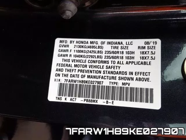 7FARW1H89KE027907 фото 2