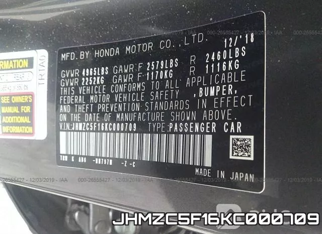 JHMZC5F16KC000709 фото 10
