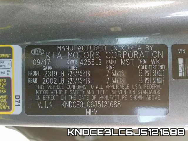 KNDCE3LC6J5121688 фото 2