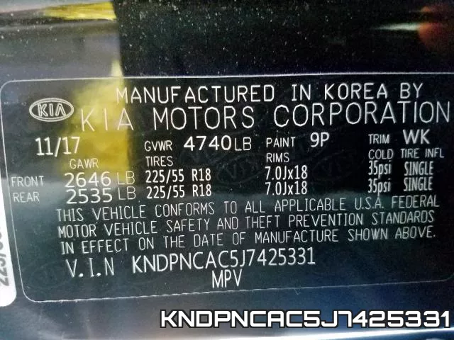 KNDPNCAC5J7425331 фото 2