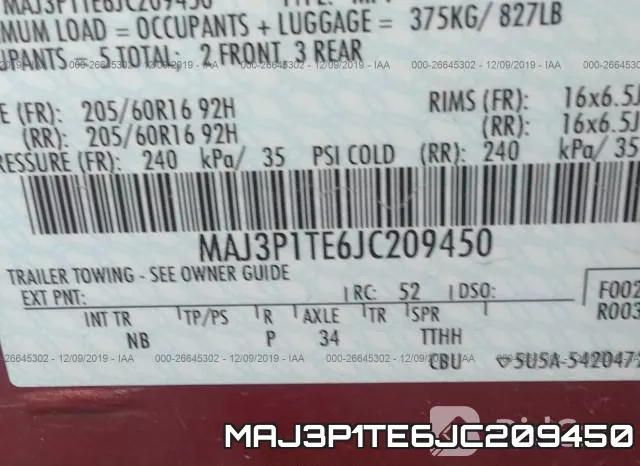 MAJ3P1TE6JC209450 фото 8