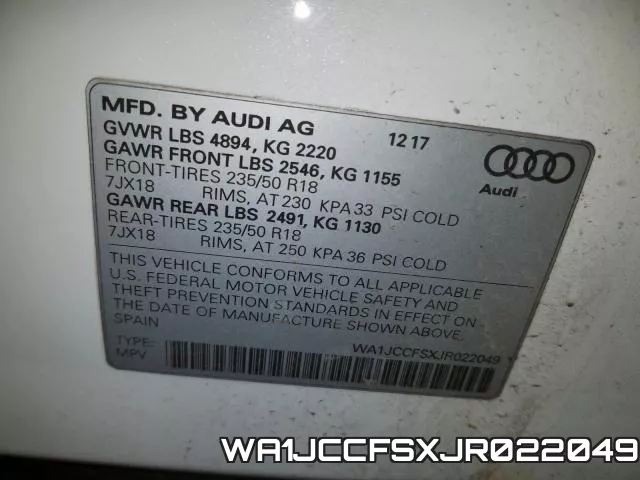 WA1JCCFSXJR022049 фото 2