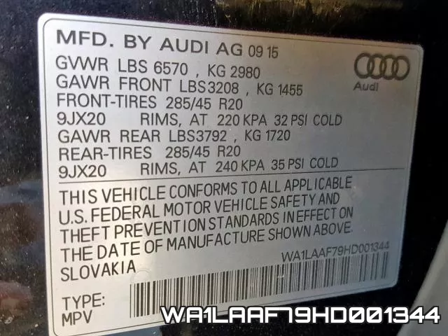 WA1LAAF79HD001344 фото 2