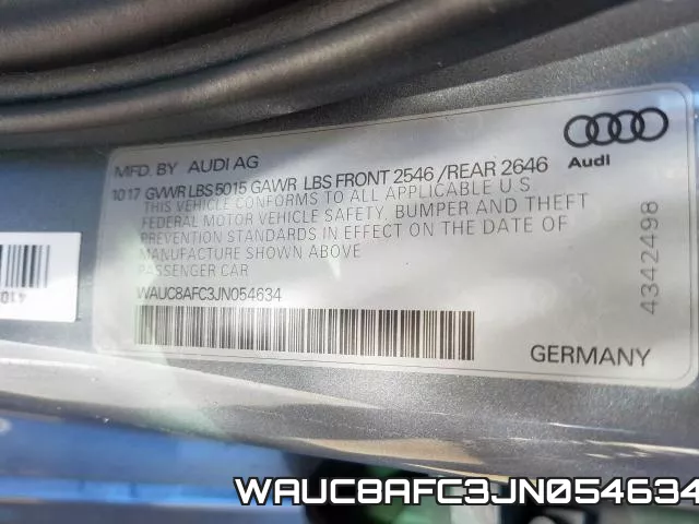 WAUC8AFC3JN054634 фото 2