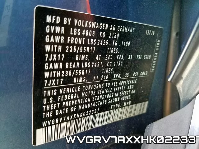 WVGRV7AXXHK022337 фото 2