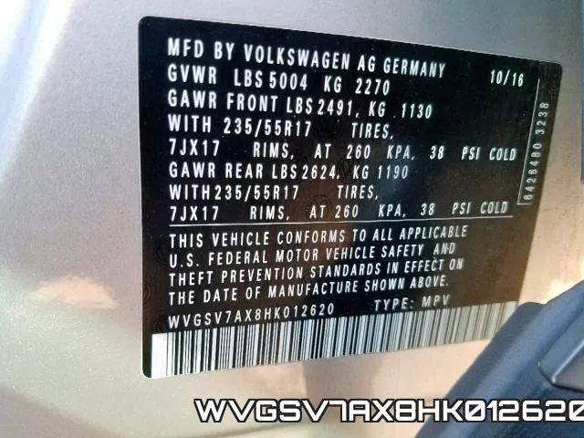 WVGSV7AX8HK012620 фото 2