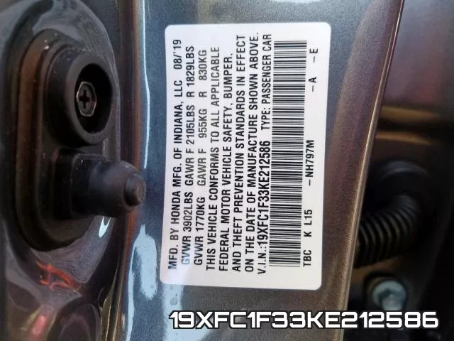 19XFC1F33KE212586 фото 2