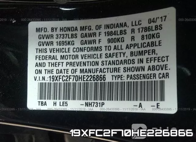 19XFC2F70HE226866 фото 6