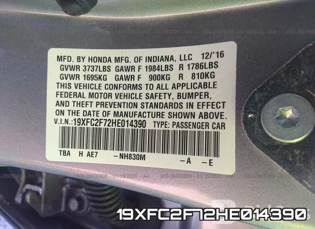 19XFC2F72HE014390 фото 9