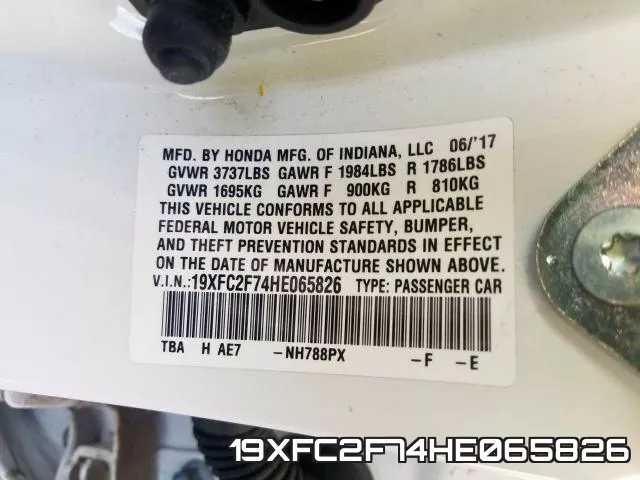 19XFC2F74HE065826 фото 2