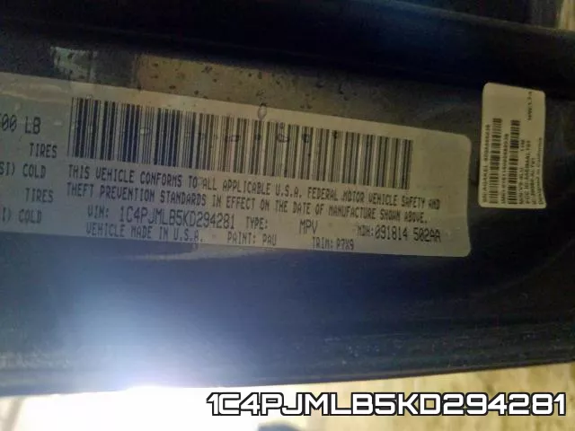 1C4PJMLB5KD294281 фото 2