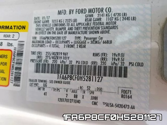 1FA6P8CF0H5281127 фото 2