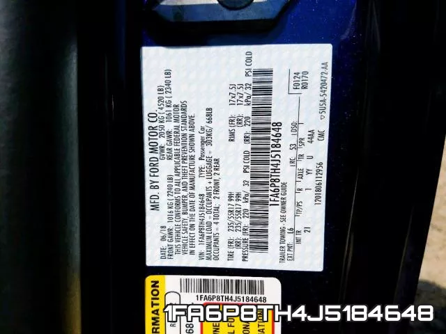 1FA6P8TH4J5184648 фото 2