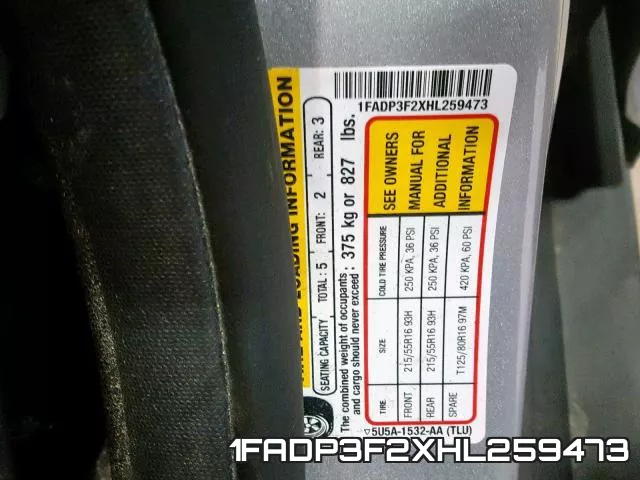 1FADP3F2XHL259473 фото 2