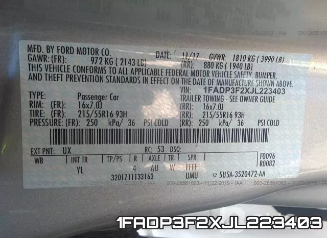 1FADP3F2XJL223403 фото 9