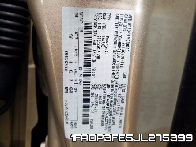 1FADP3FE5JL275399 фото 2
