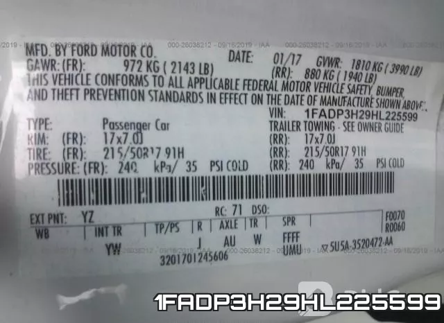 1FADP3H29HL225599 фото 9