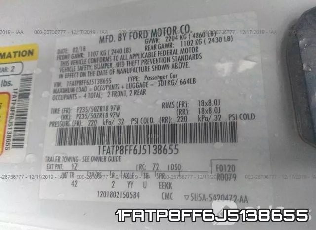 1FATP8FF6J5138655 фото 8