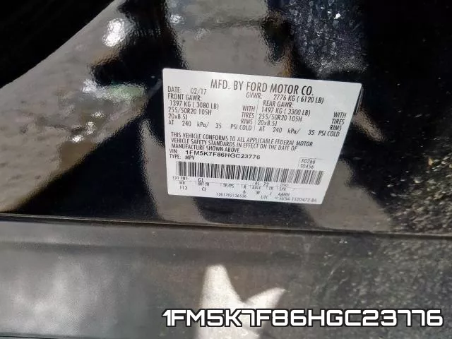 1FM5K7F86HGC23776 фото 2