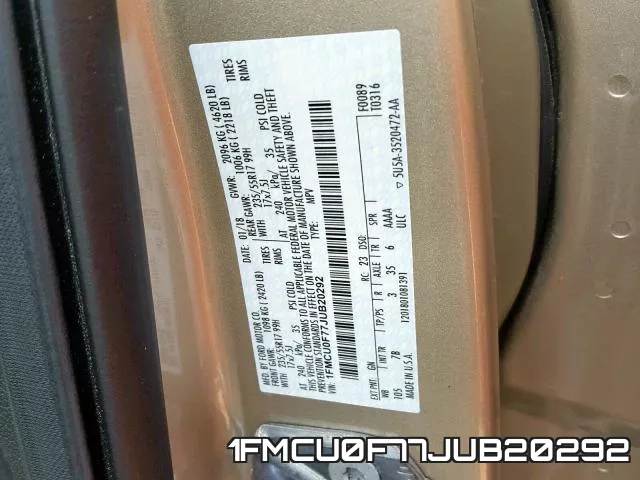1FMCU0F77JUB20292 фото 2
