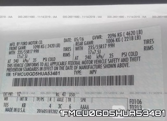 1FMCU0GD5HUA53481 фото 8