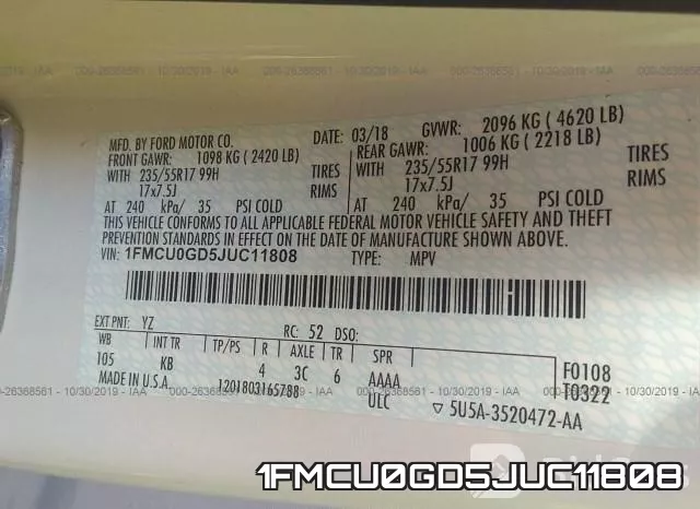 1FMCU0GD5JUC11808 фото 9