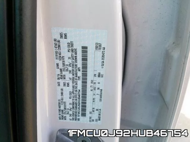 1FMCU0J92HUB46754 фото 2