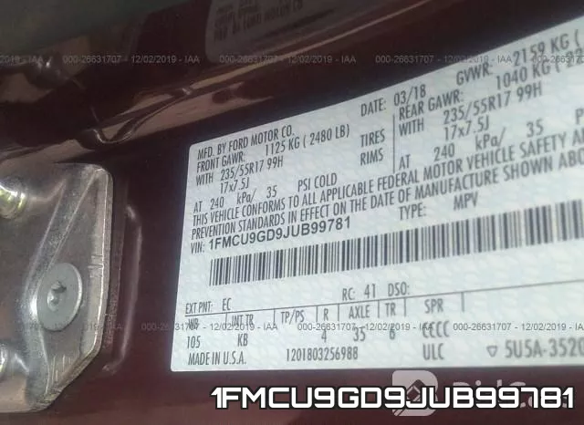 1FMCU9GD9JUB99781 фото 10
