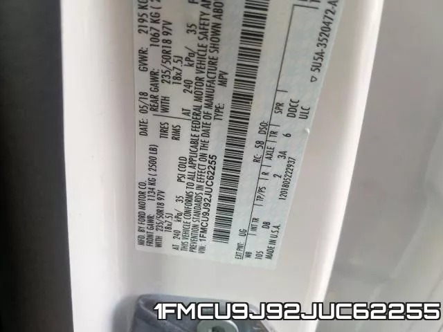 1FMCU9J92JUC62255 фото 2