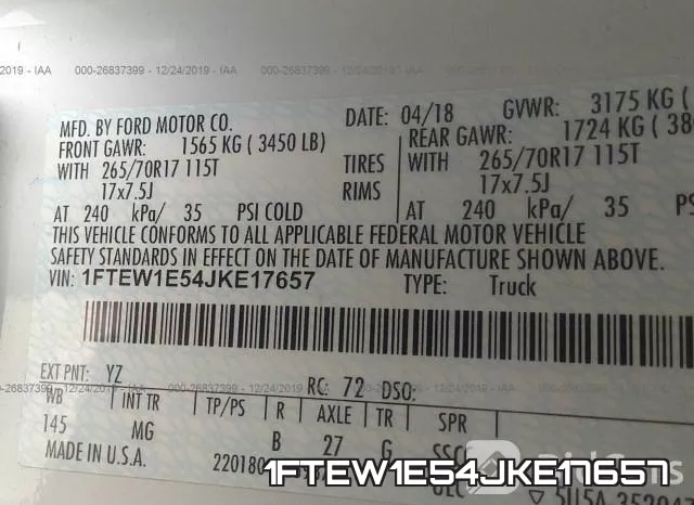 1FTEW1E54JKE17657 фото 8