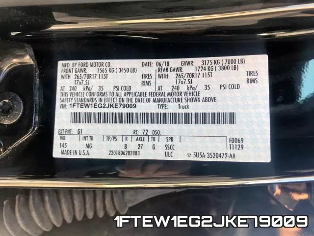 1FTEW1EG2JKE79009 фото 2