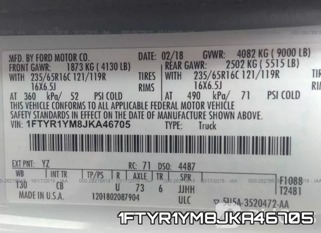 1FTYR1YM8JKA46705 фото 8