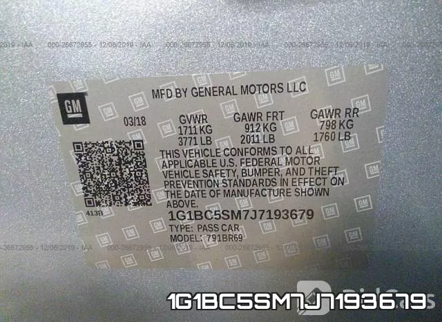 1G1BC5SM7J7193679 фото 5