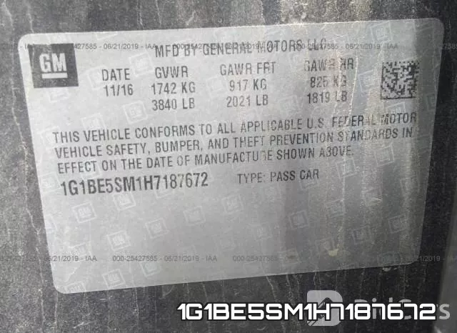 1G1BE5SM1H7187672 фото 8