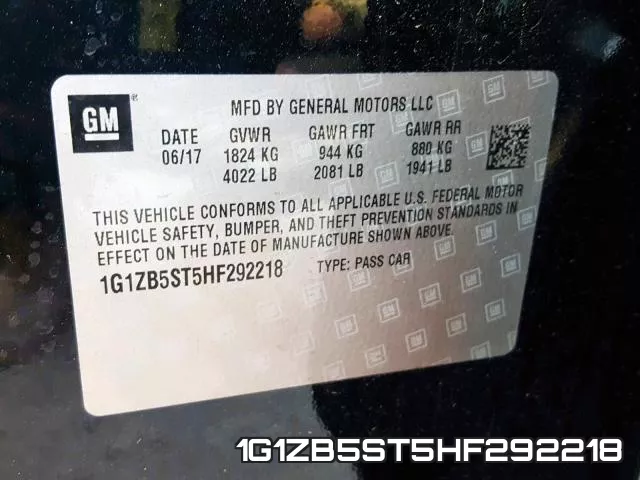1G1ZB5ST5HF292218 фото 2