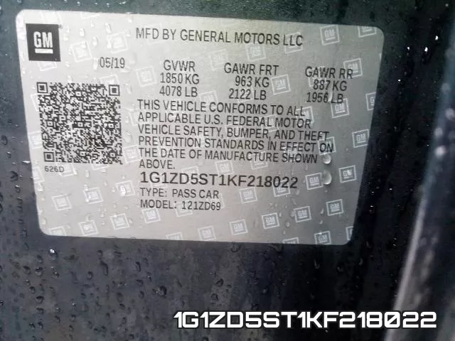 1G1ZD5ST1KF218022 фото 2