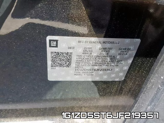 1G1ZD5ST6JF219357 фото 2