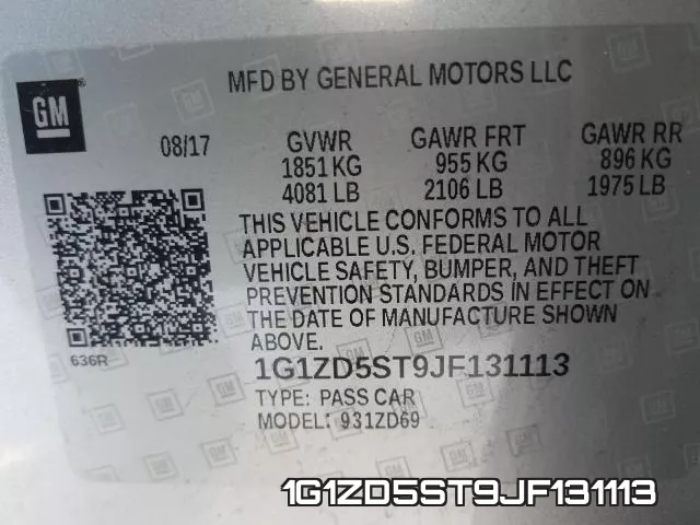 1G1ZD5ST9JF131113 фото 2