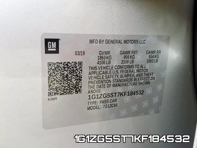 1G1ZG5ST7KF184532 фото 2