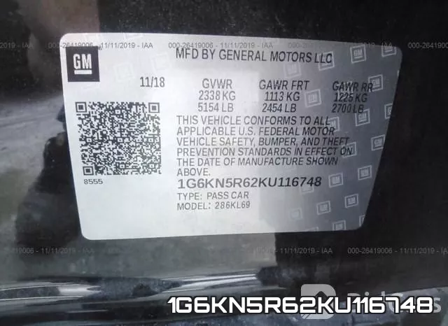 1G6KN5R62KU116748 фото 8